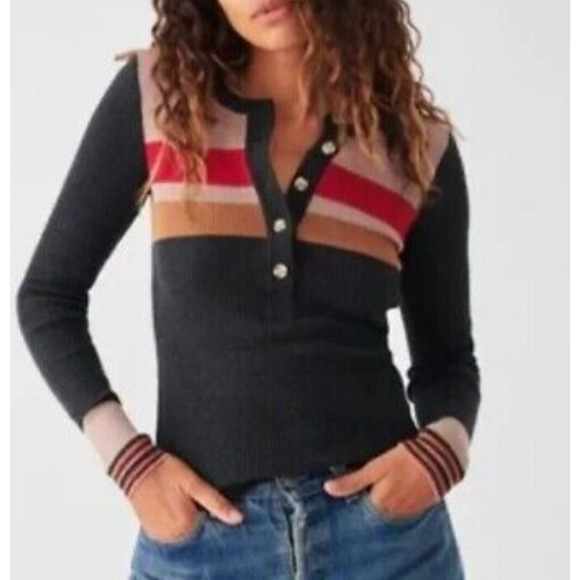 Faherty Sweaters - Faherty ribbed striped henley sweater